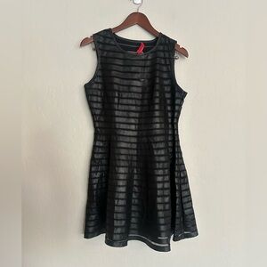 RED SAKS FIFTH AVENUE Leather Fit & Flare Sleeveless Black Dress Size Medium